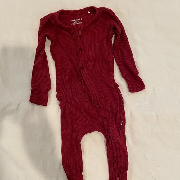 Posh Peanut Dark Red Zippered One Piece- size 9-12m - Picture 4 of 4